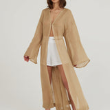 Deep Water Linen Kimono Dress