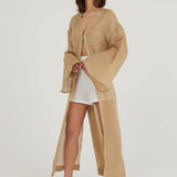 Deep Water Linen Kimono Dress